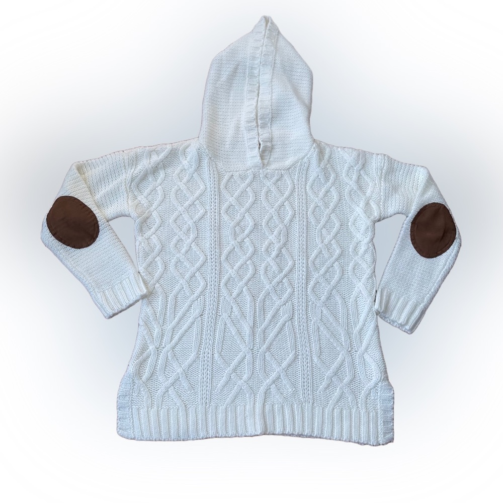 Pink Republic Girl’s Cable Knit Hoodie Beige Sweater Size:10/12